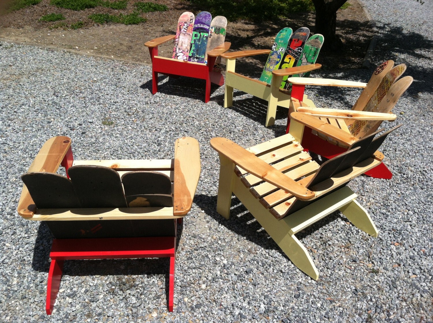 Adirondack Chairs using repurposed skateboards