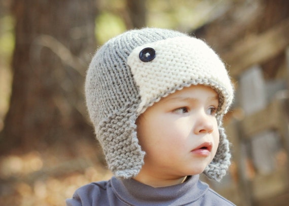 Items similar to Baby Boys Toddler Trapper Knit hat 6 - 12 Month ...