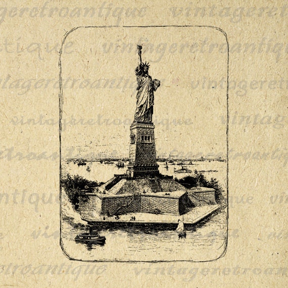 Statue of Liberty Printable Image Graphic by VintageRetroAntique