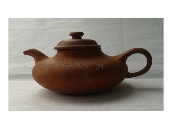 Japanese Red Clay Teapot Earthenware Pottery Tea Drinking Pot