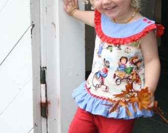 SALE....Buy 2 get 1 Free....Instant Download PDF Sewing Pattern Cassidy Girls Round Neck A Line Top Dress 6-12m to 8