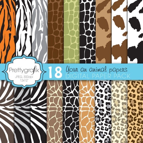 animal print digital paper, commercial use, scrapbook papers, background - PS593 Il_570xn