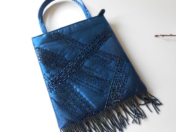 Beaded Evening Bag Vintage Blue Beaded Purse Midnight Blue Beaded Evening Bag Vintage Blue Beaded Purse Midnight Blue