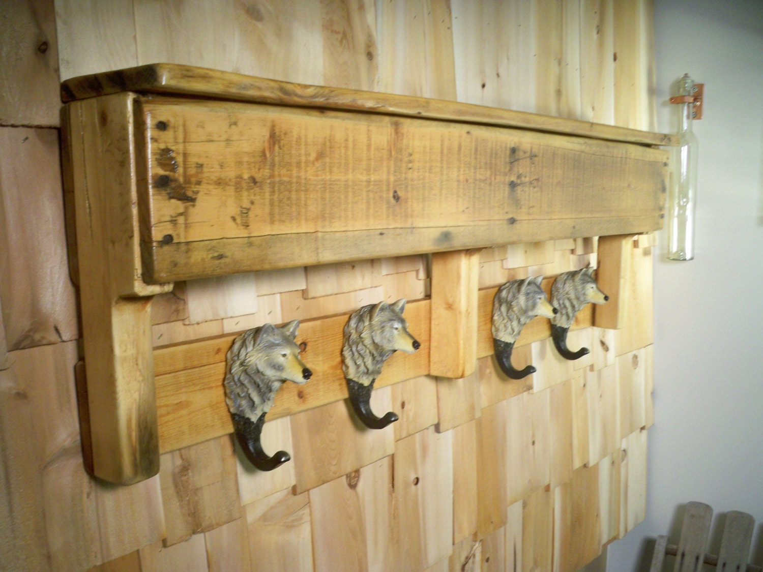Upcycled Pallet Wolf coat rack and shelf