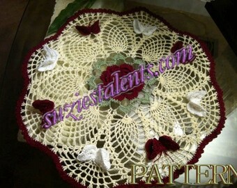 PT012 - 16" Round Pineapple Doily Pattern , Crochet Doily Pattern, Pineapple Doily.