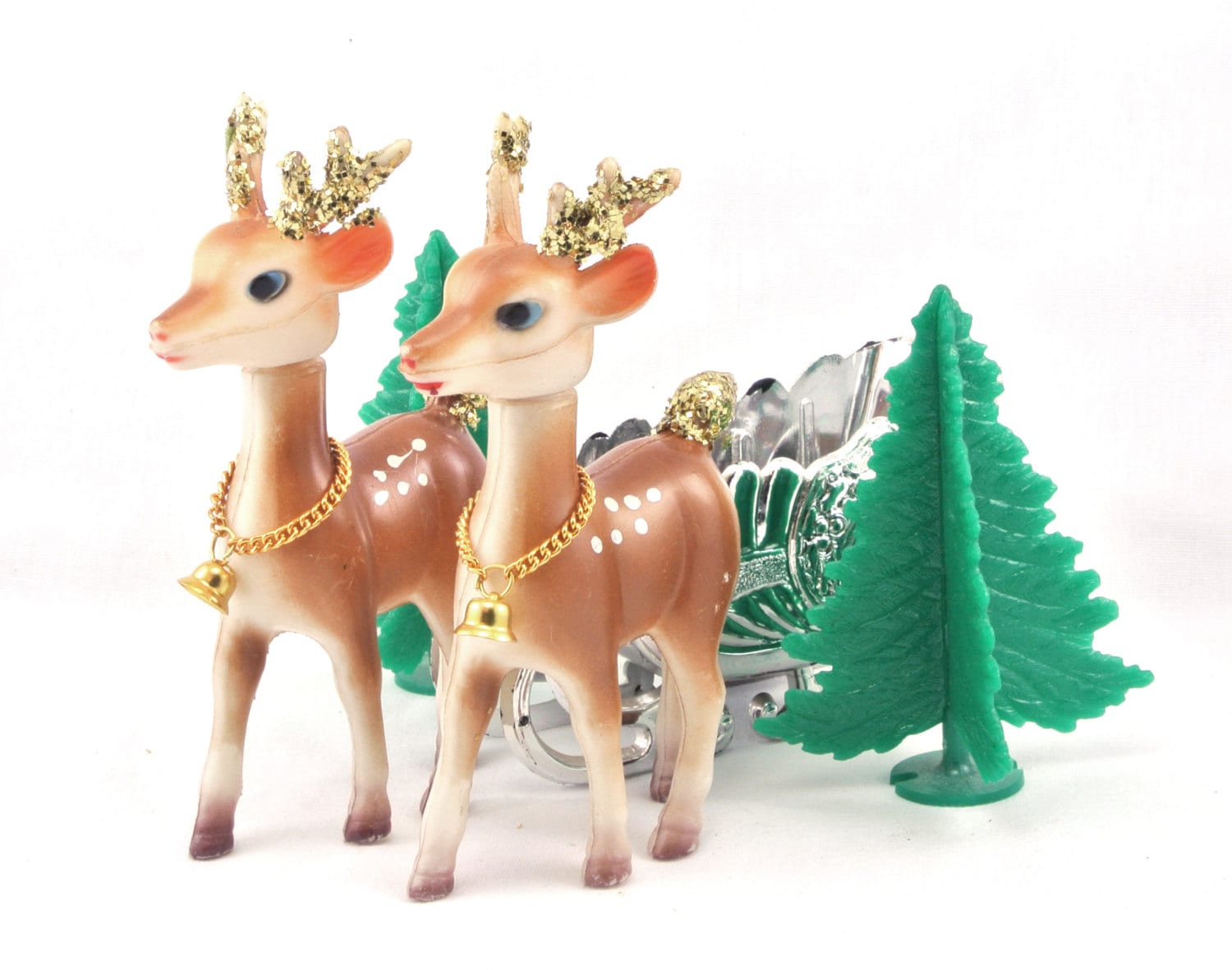 Vintage Christmas Reindeer Glitter Bells by polkadotali on Etsy