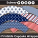 Nautical Printable Cupcake Wrappers. Navy Blue Red White