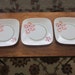 Vintage Corelle Square Plates, Pretty Pink, Vitrelle