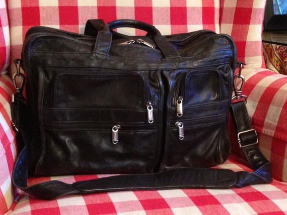 Vintage TUMI Black Leather Shoulderbag Attache Business Bag
