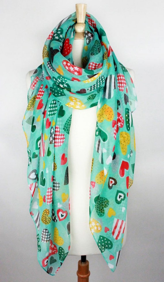 Items similar to Valentine Multi-Colored Heart Scarf on Etsy