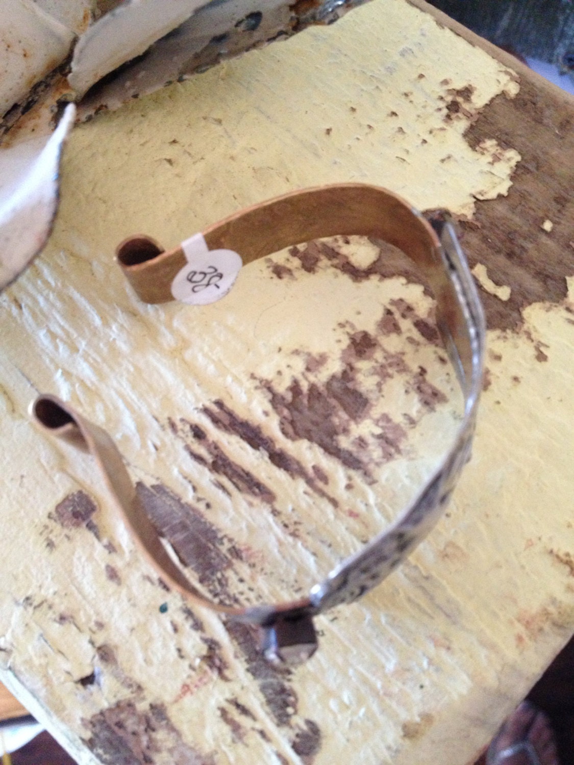 Soldered Brass Cuff Bracelet with Hand stamped Floral Design