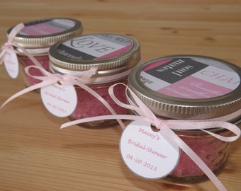 Set of 12- 4oz. Mason Jar Favors- Bridal Shower Jar Favors- Personalized Bridal Shower Favors- Wedding Jar Favors