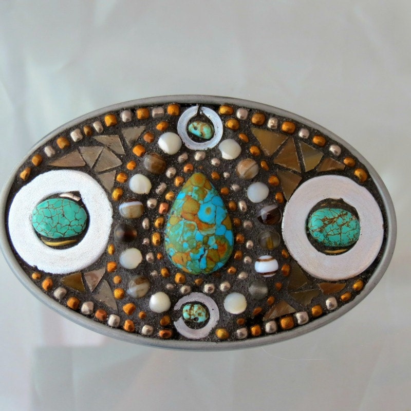 Western Belt Buckle for women Turquoise Cowgirl by DMacBeltBuckles