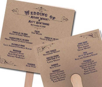 Qty 50 Traditional Or Fan Square Wedding Program One Sheet Of