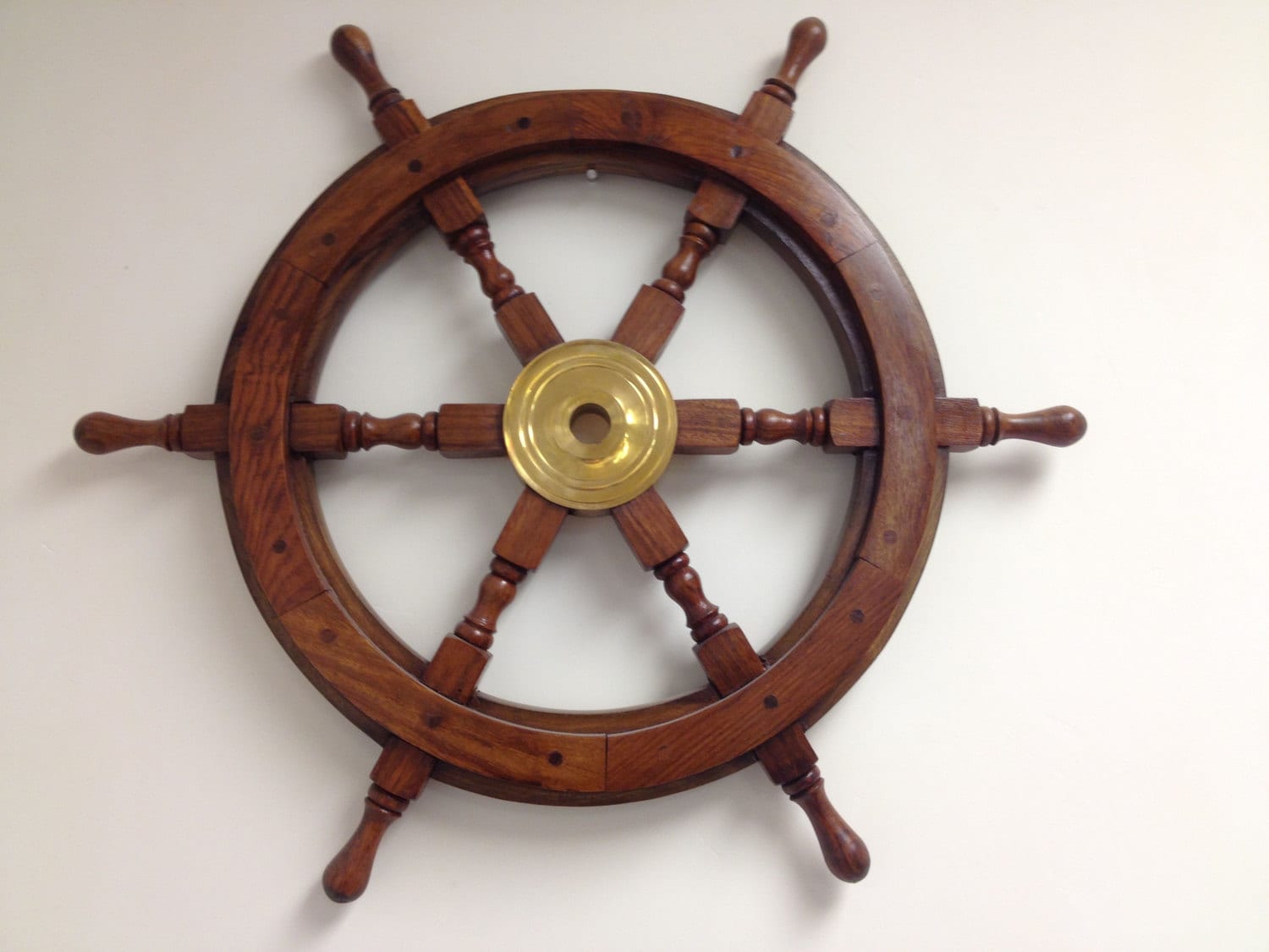 Wood and Brass Ship Wheel 24 Wooden Ships by 