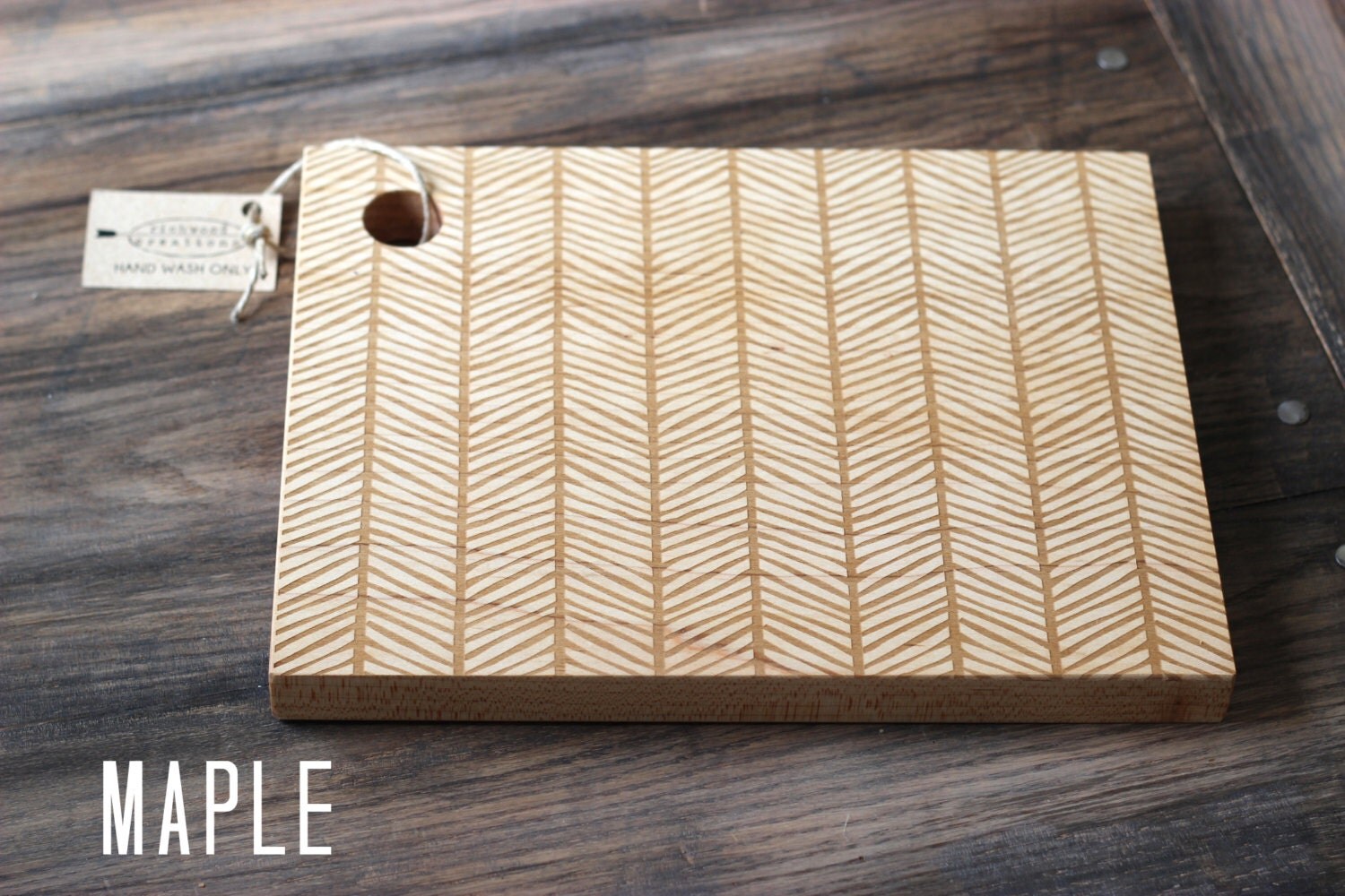 Herringbone Cutting Board Wood Engraved by RichwoodCreations