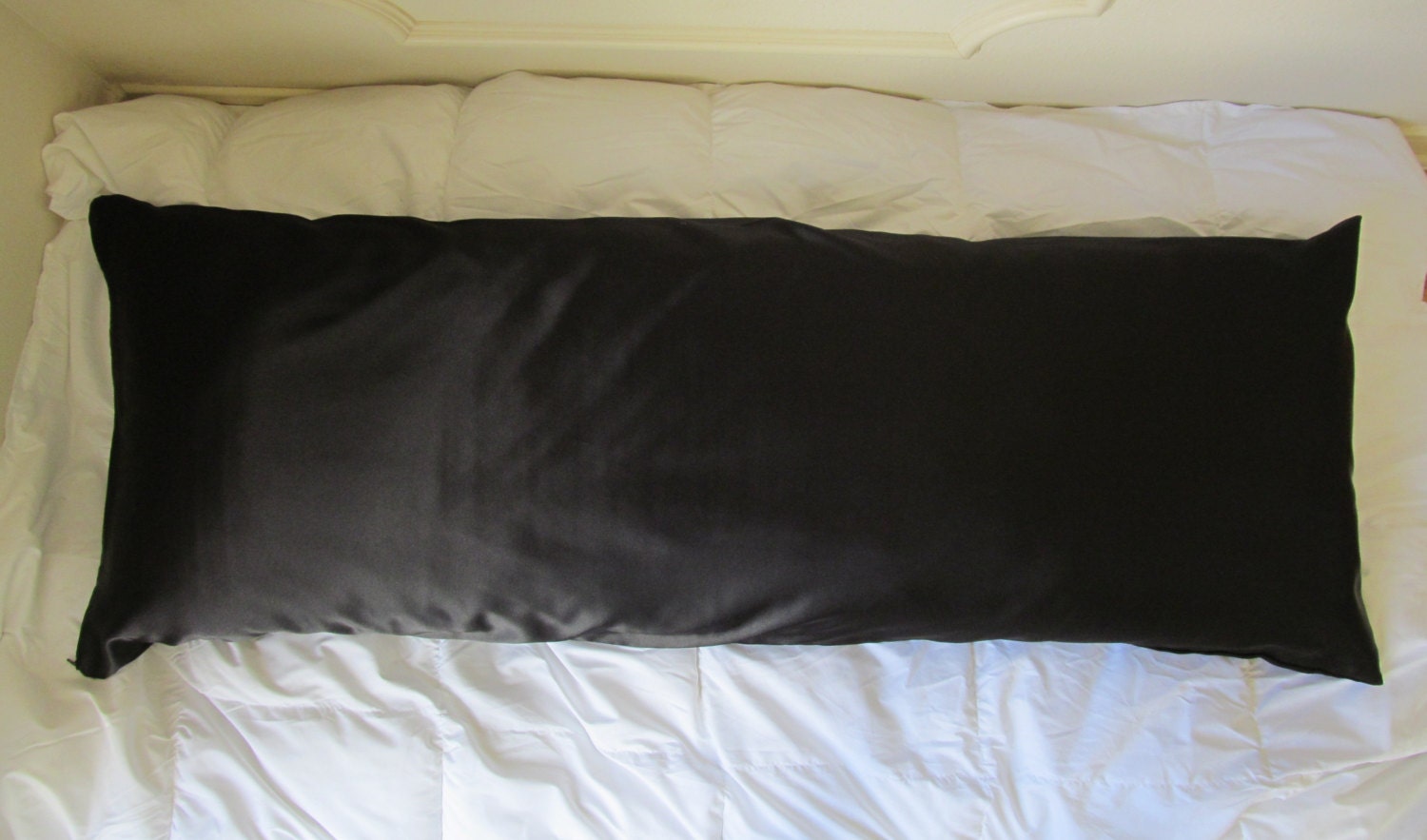 Body pillow size zippered black satin pillowcase by AstiDesigns