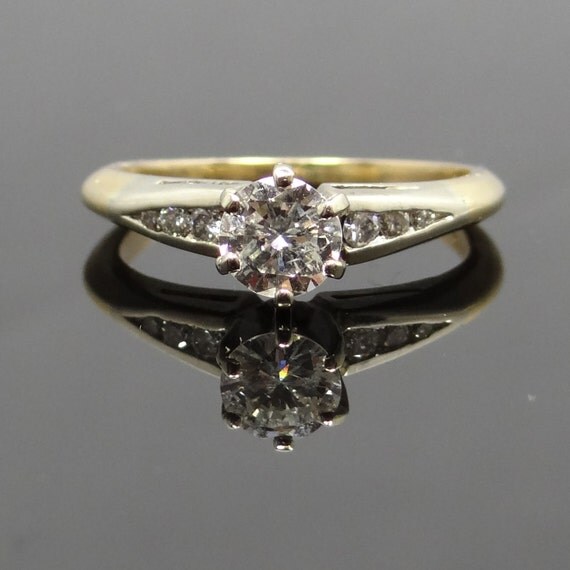 Classic 1950s Two Tone Six Prong Engagement Ring by MSJewelers