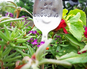 Black Cat Crossing- Vintage Spoon Garden Marker