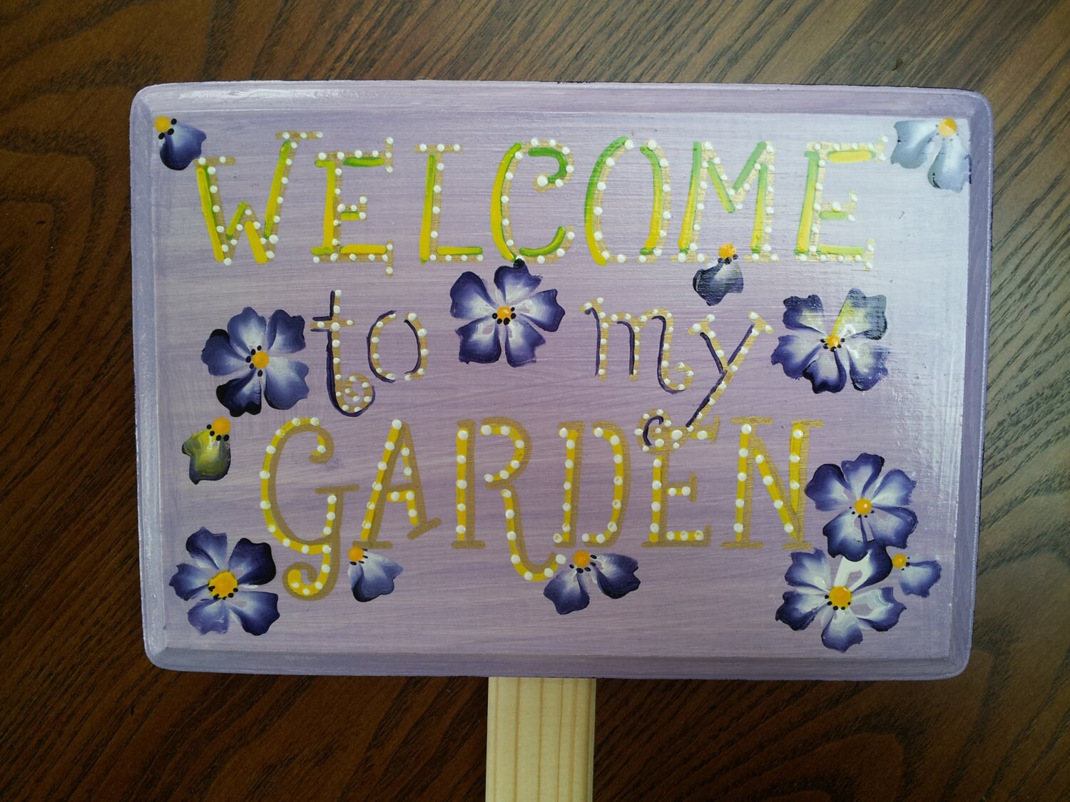 Hand Painted Wooden Garden Sign with Saw Tooth Hanger and