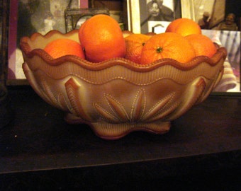 Mid Victorian Pattern Glass Caramel Creme Bowl