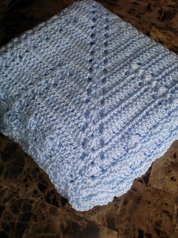 New handmade Crochet Blue Baby Boy Blanket by honeybeehookerz