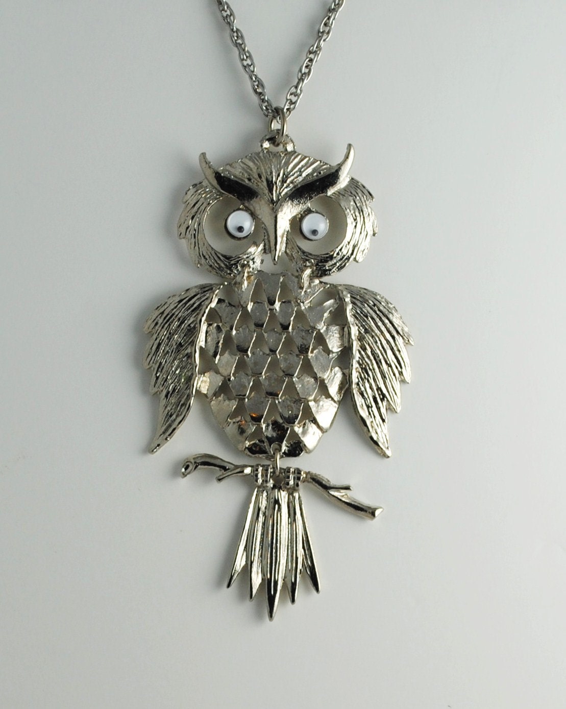 Owl Necklace Vintage Owl Pendant 1960's