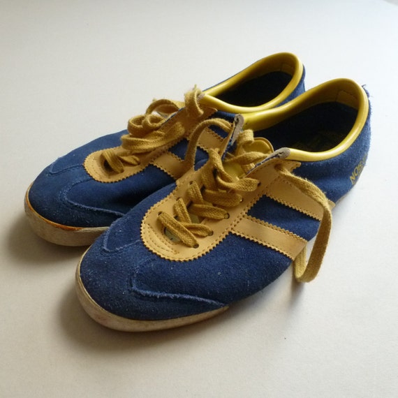 Vintage Running Shoes Blue and Yellow North Star Sneakers