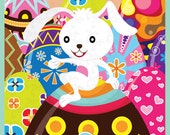 Easter Clip Art, Easter Bunny and Painted Eggs, colorful Easter eggs Ideal for Scrapbook, Cards, Invitations,Party,Paper Craft Ed009 Il_170x135