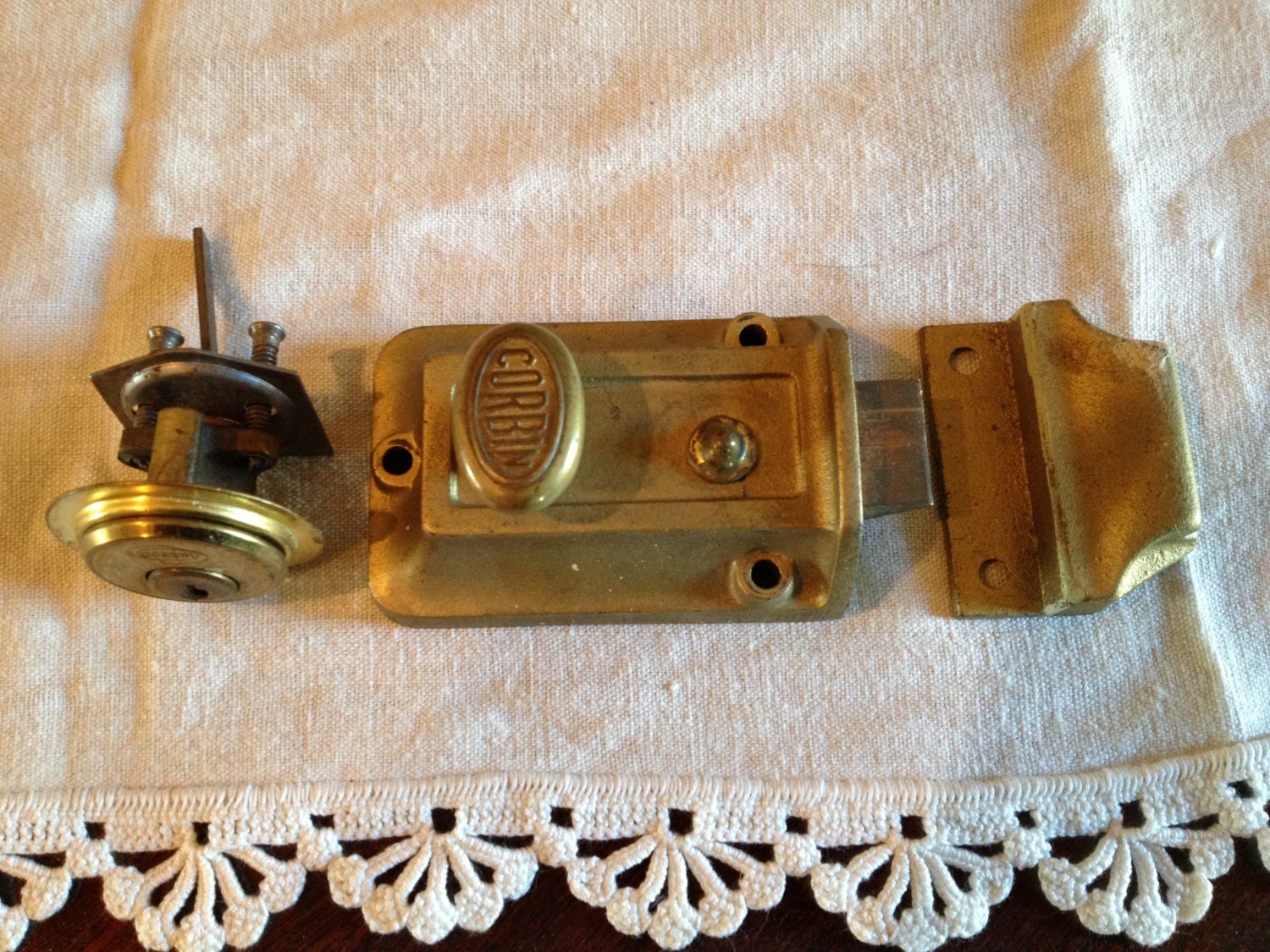 Vintage Antique Corbin Rim Night Latch Lock Thumb Turn Dead