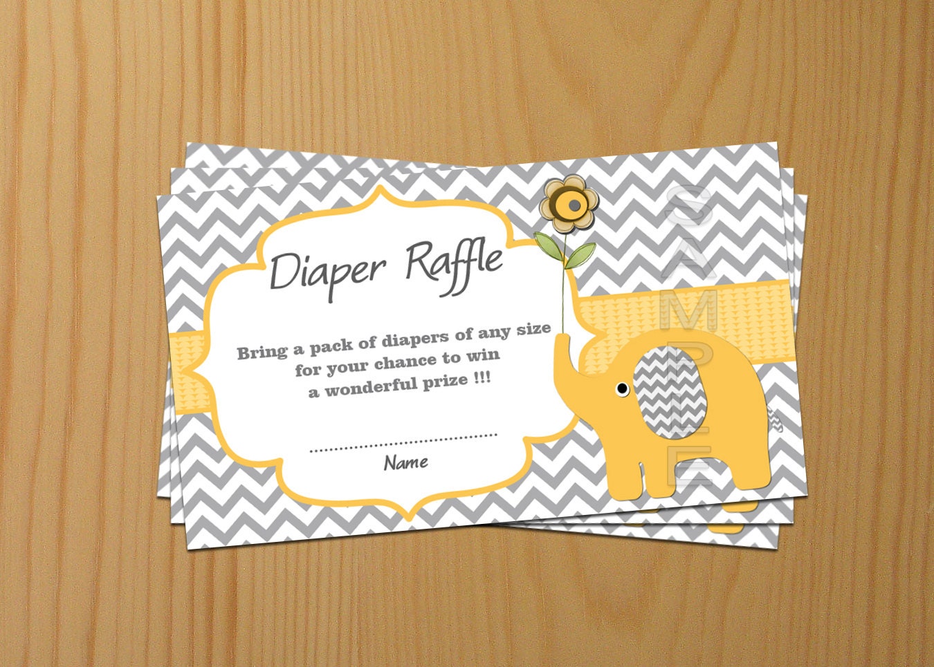 Elephant Baby Shower Diaper Raffle Ticket Diaper Raffle Card