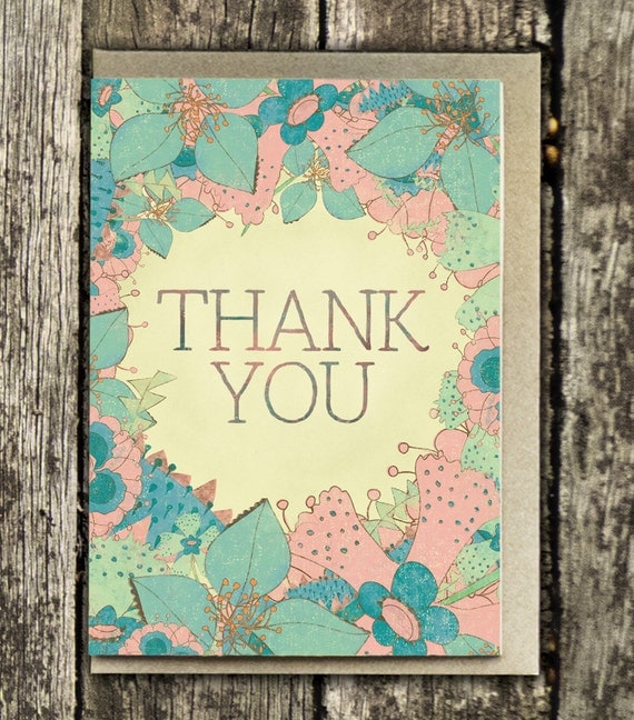 Thank You Handpainted Card by BeauEstMien on Etsy
