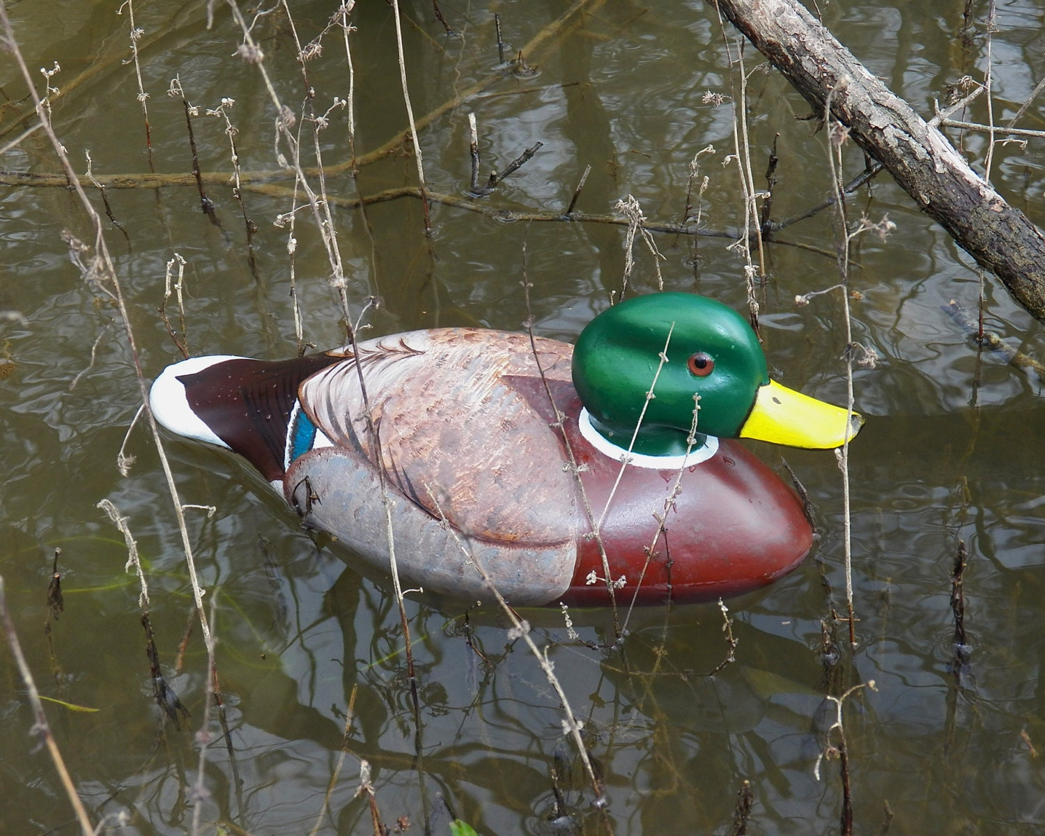 Items similar to Hand Carved & Hand Painted Wood Duck Decoy Mallard