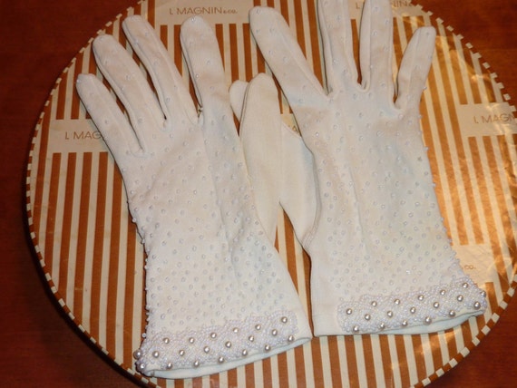 Vintage Beaded Wedding Gloves