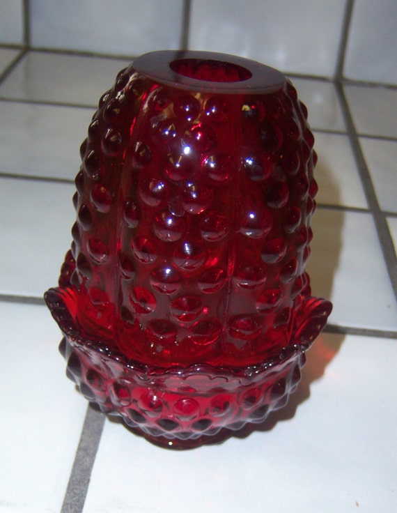 FENTON Amberina Hobnail Fairy Lamp