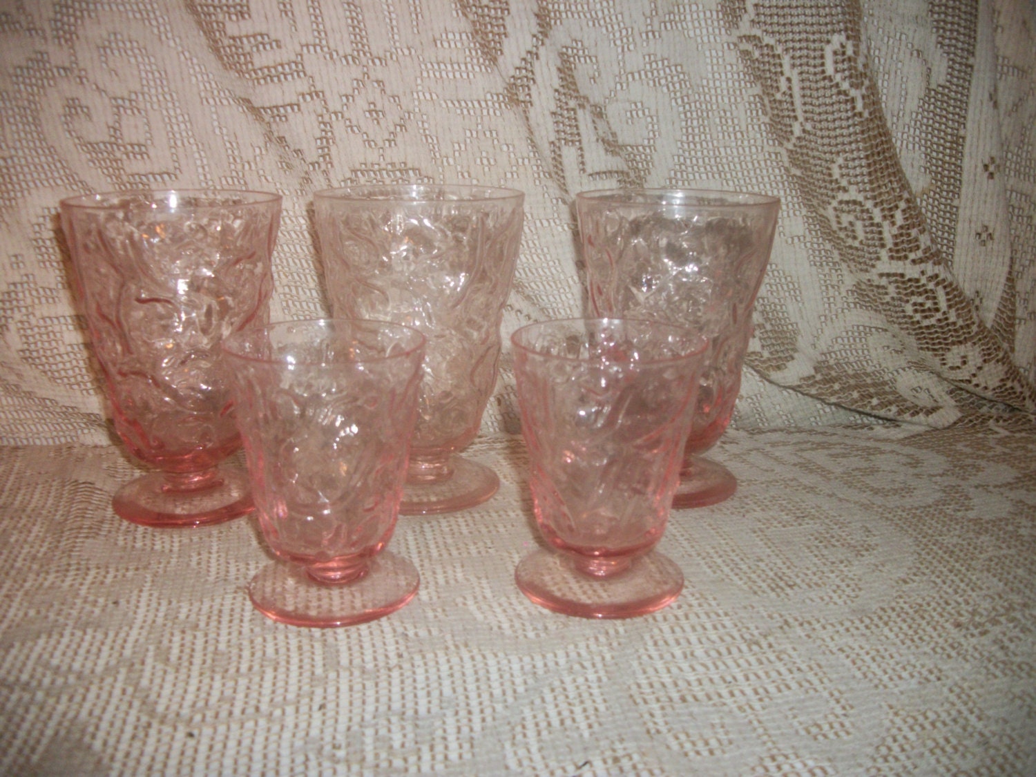 Vintage Depression Glass Anchor Hocking Pink Drinking Glasses 9095