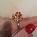 Beautiful Vintage Ooak Shabby Chic Beaded Amber and Wire Nest Ring - Adjustable Ring