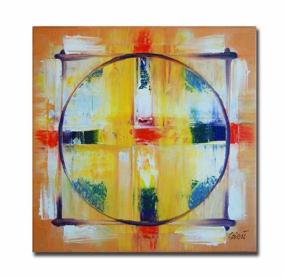 Original mandala painting, spiritual art, meditation art, mandala art, white yellow