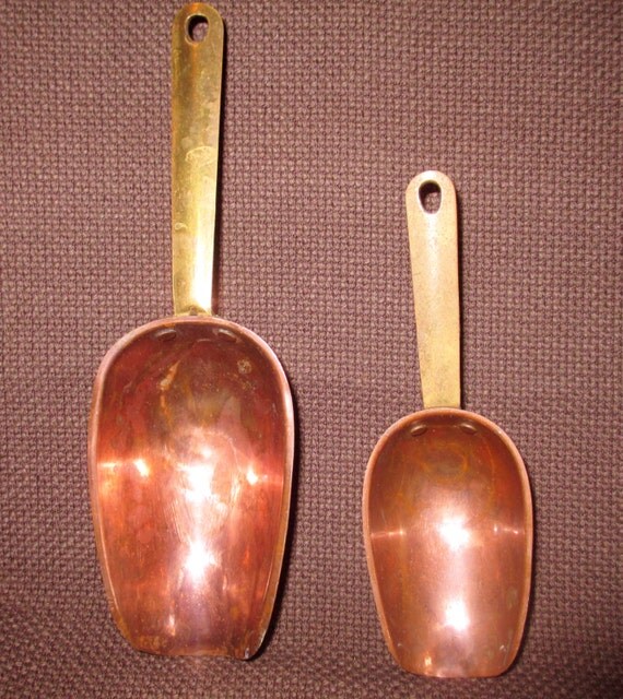 Solid Copper Scoops Large 3oz and smaller 2 oz Ice Scoops