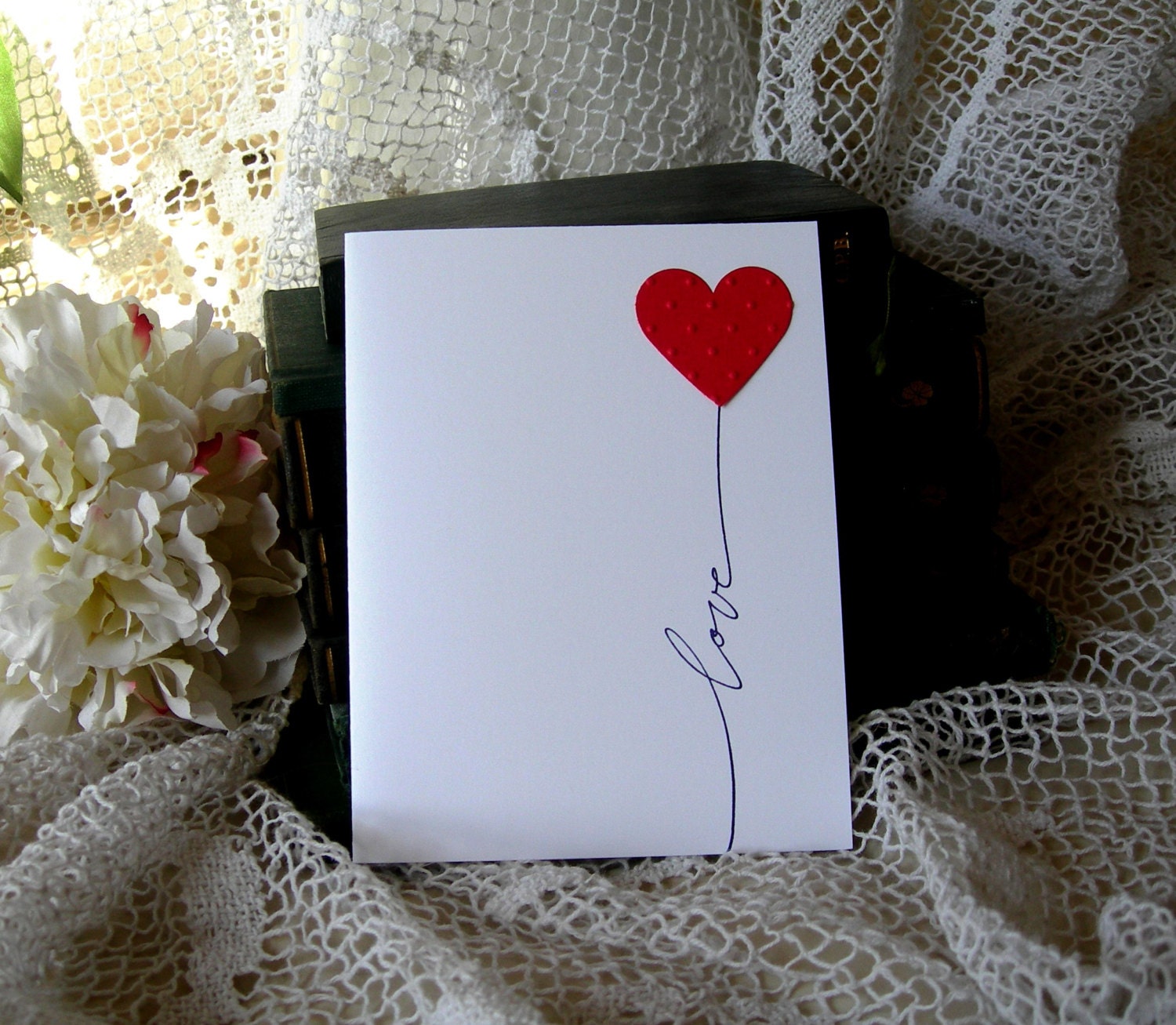 Handmade Greeting Card Handmade Card. Heart Love Note Love