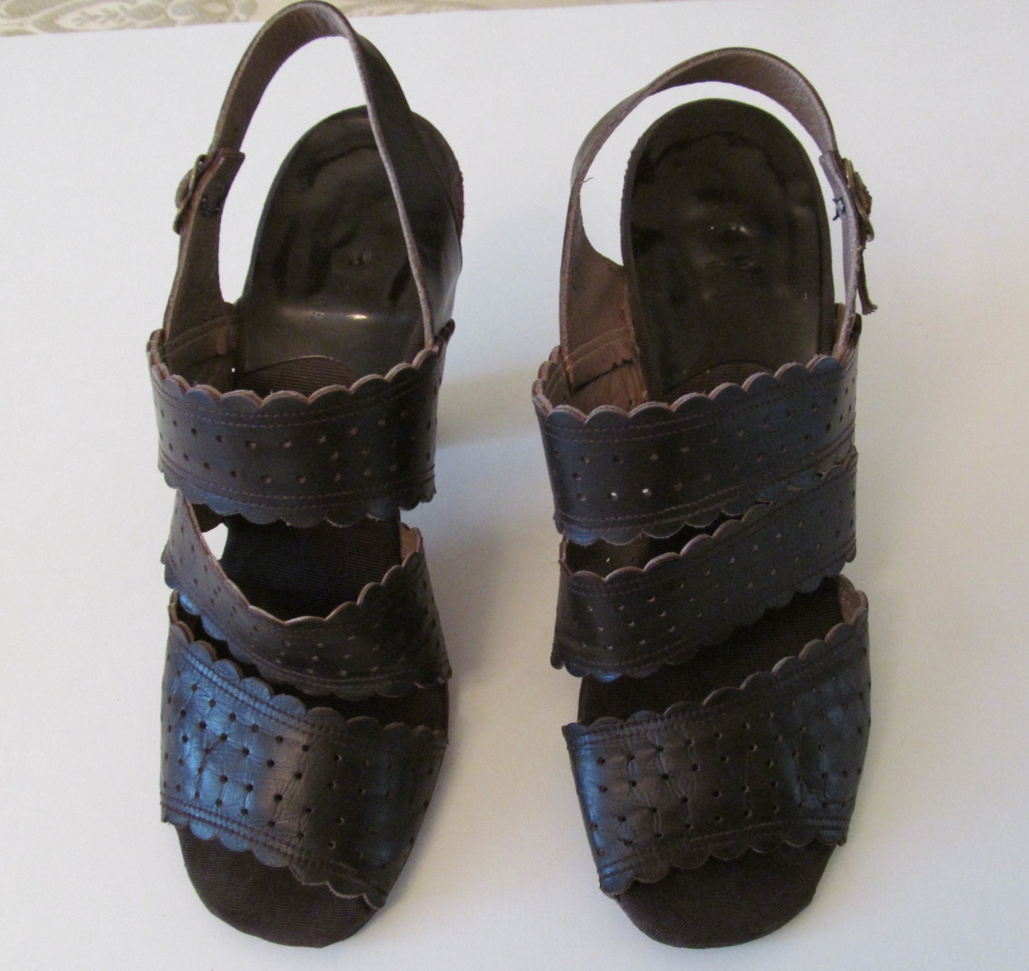 1940's Chocolate Brown High Heel Sandals