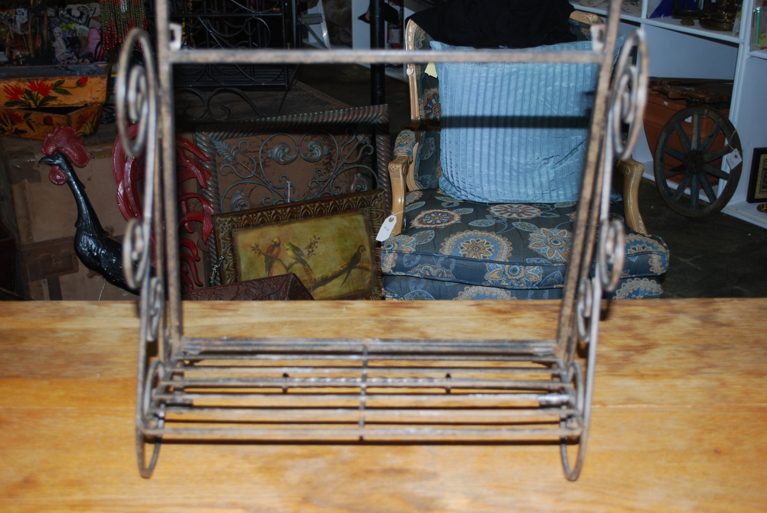 Vintage Wrought Iron Shelf Towel Rack