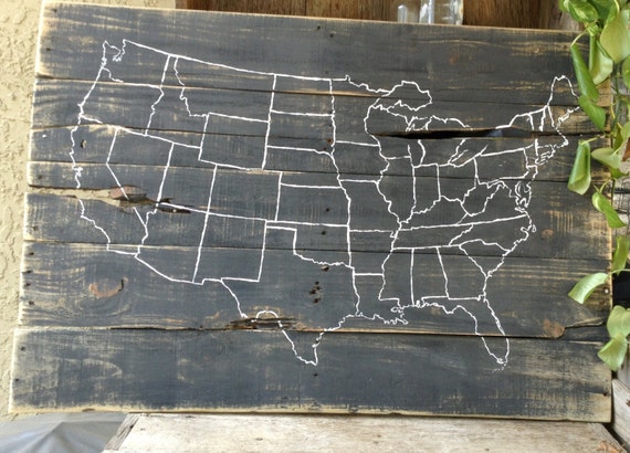 Map United States Art United States Map On Pallet on us map wood art ...