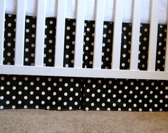 Black and White Polka Dot Box Pleat Crib Skirt