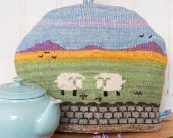 Knitted Tea Cosy with countryside design