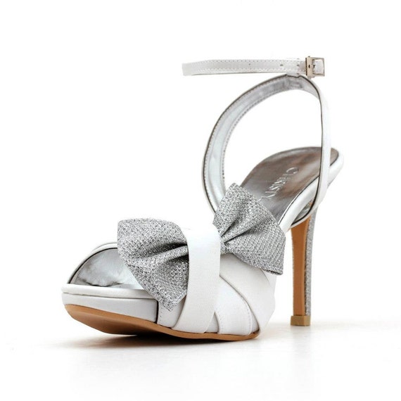 white strappy bridal shoes