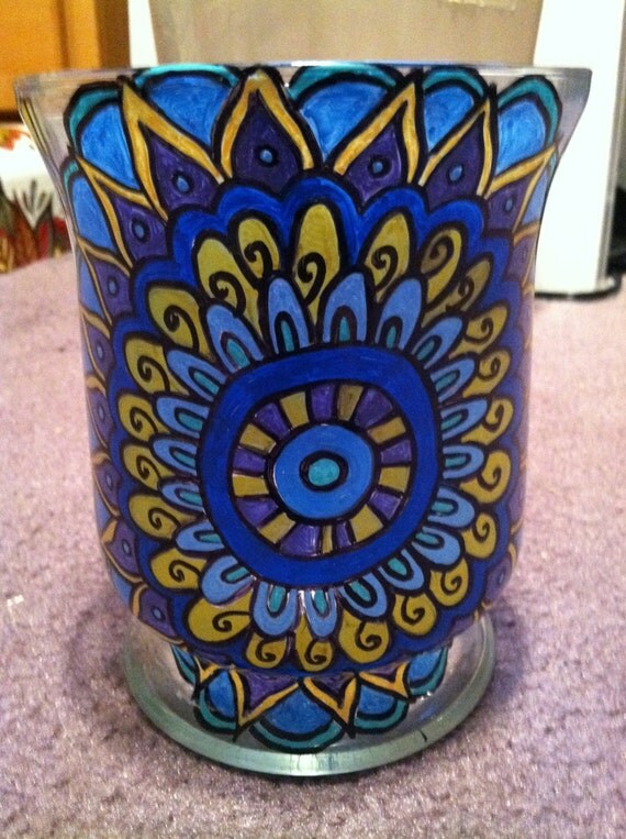 Handpainted glass candle votive