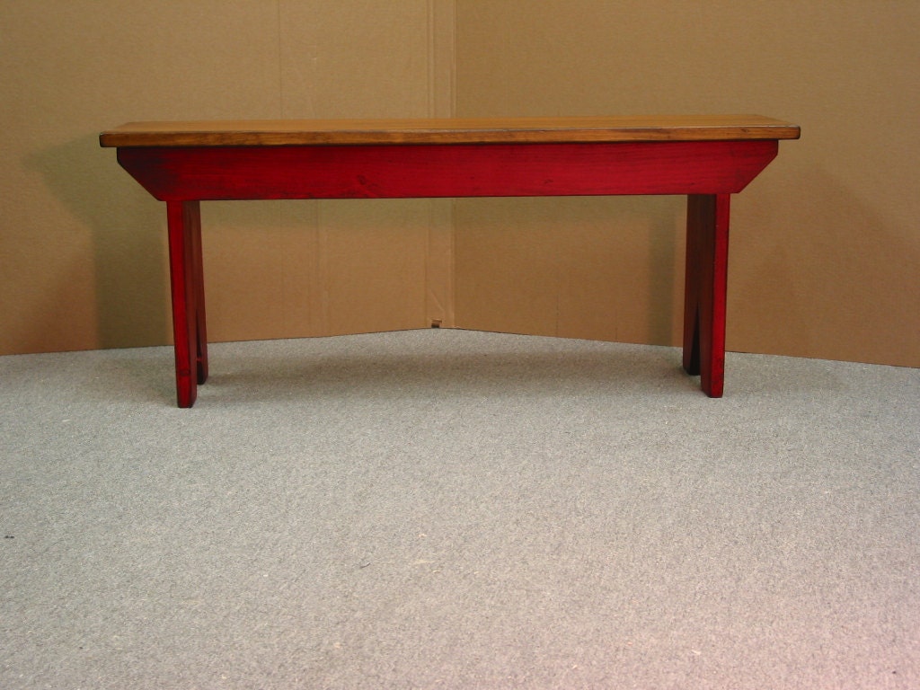 Red Bench / Cabin bench / Entryway Bench / Five Board Bench