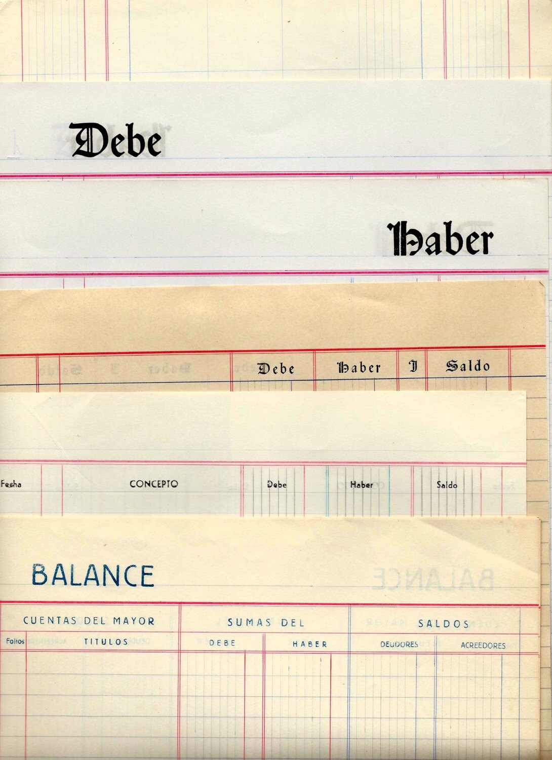15 Ledger paper - Blank Ledger paper - Vintage office supplies from ...