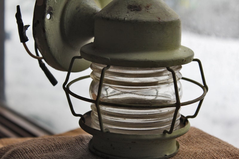 vintage jelly jar light fixture original green paint